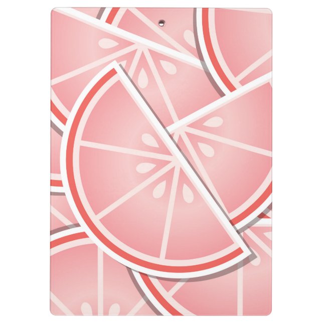 Funky pink grapefruit wedges clipboard (Back)