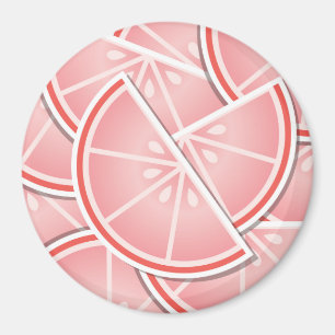 Funky pink grapefruit wedges magnet