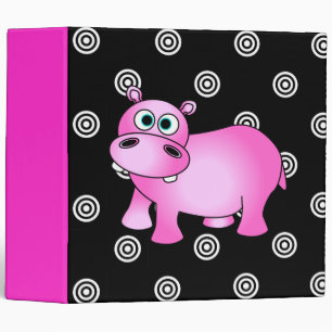 Funky Pink Hippo Photo / School Large Binder