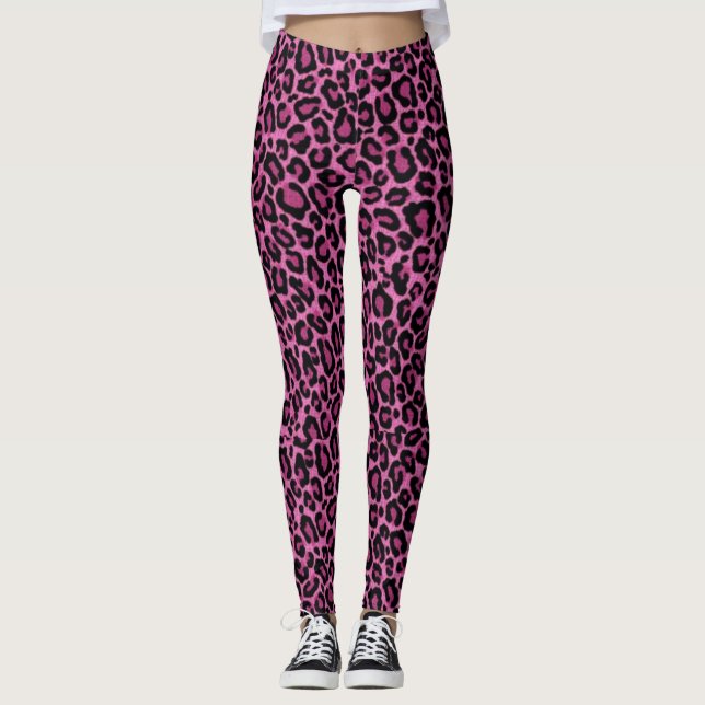 Funky Pink Leopard Print Leggings (Front)