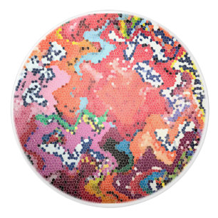 Funky Pink Pastels Abstract Ceramic Knob