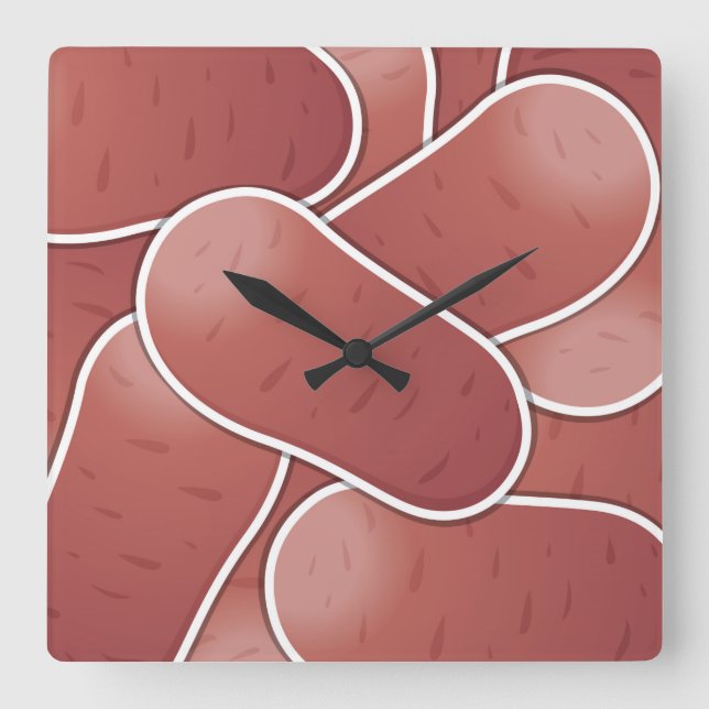 Funky pink potato square wall clock (Front)