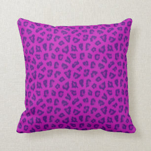 Funky Pink & Purple Leopard Print Pattern Pillow