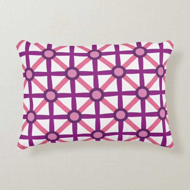 Funky Pink & Purple Pattern Accent Pillow (Front)