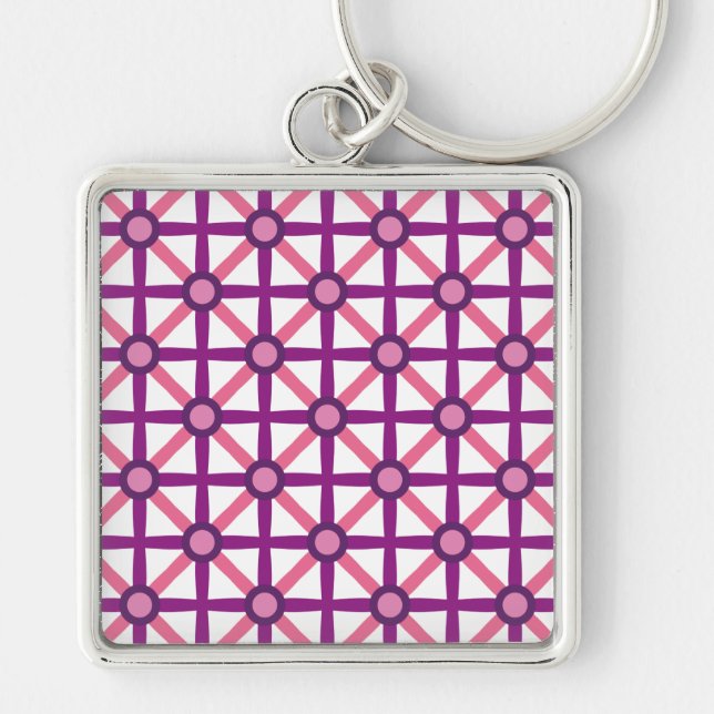 Funky Pink & Purple Pattern Keychain (Front)