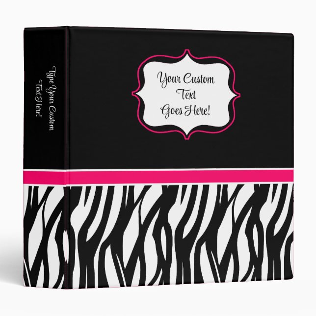 Funky Pink Zebra Classeur (Devant/Côté)
