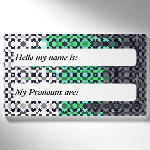Funky Pixelated Customizable Neutrois Pride Flag   Name Tag