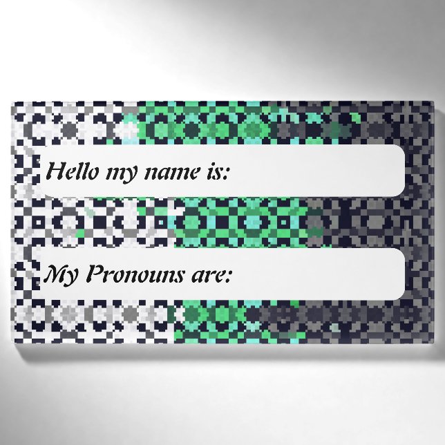Funky Pixelated Customizable Neutrois Pride Flag   Name Tag (Front)