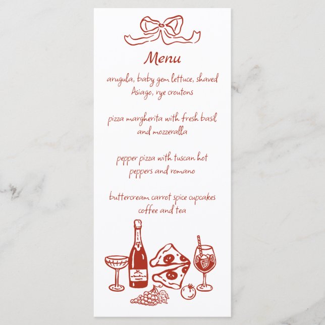 Funky Pizza Wine Handwritten Illustrated Menu (Devant)
