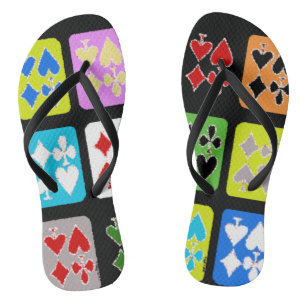 Funky Poker Player Stylized Cards Flip Flops