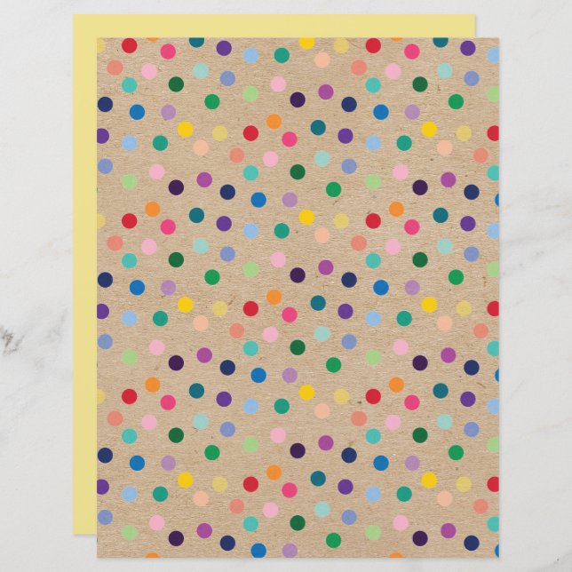 Funky Polkadots Faux Brown Kraft Scrapbook Paper (Front/Back)