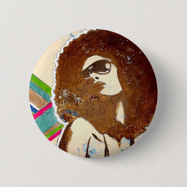 Funky, pop-art accessory button. 2 inch round button (Front)