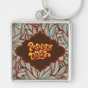 Funky Positive Vibes  Keychain