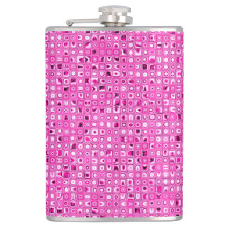 Funky 'Pretty In Pink' Mosaic Tiles Pattern Hip Flask