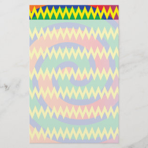 Funky Primary Colours Swirls Chevron ZigZags Desig Stationery