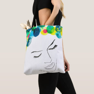 Funky psychedelic bubble hair tote bag
