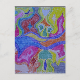 Funky psychedelic Magic Carpet Postcard