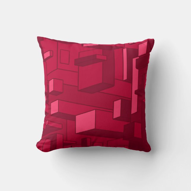 Funky Psychedelic Maroon Throw Pillow (Front)