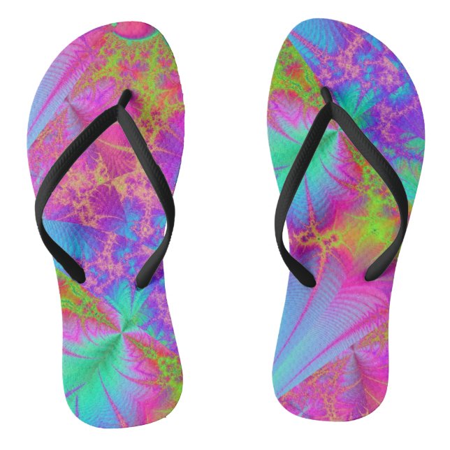 Funky Psychedelic Rainbow Colours Flip Flops (Footbed)