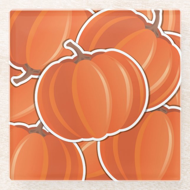 Funky pumpkin glass coaster (Front)