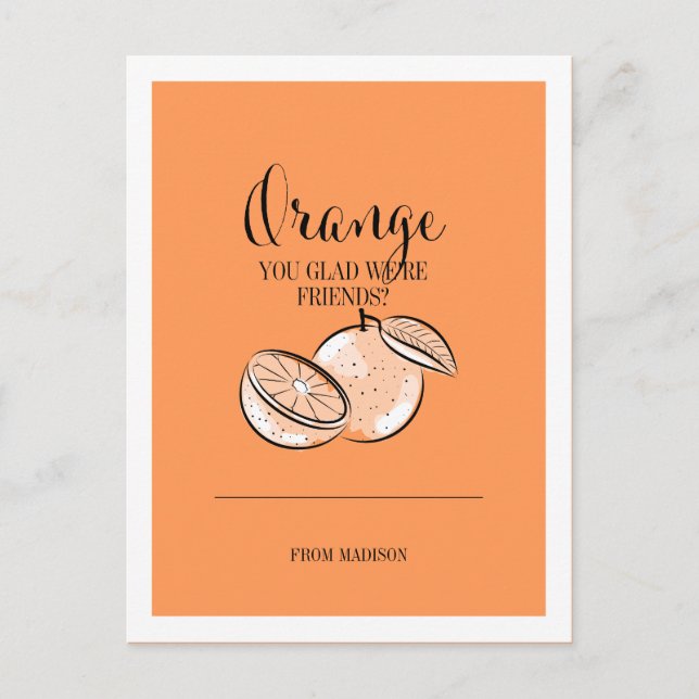 Funky Pun de fruits Orange Valentine Carte postale (Devant)
