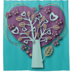 Funky Purple and Teal Heart Tree, Love and Romance