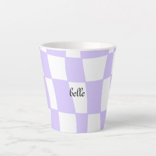 funky purple chequered latte mug