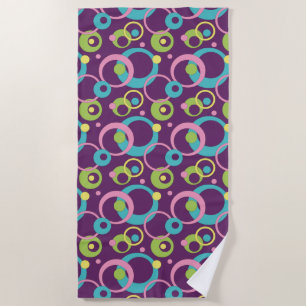 Funky Purple Circles Beach Towel