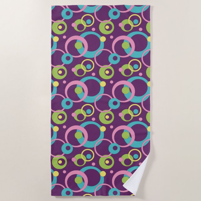Funky Purple Circles Beach Towel (Front)