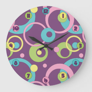 Funky Purple Circles Clock