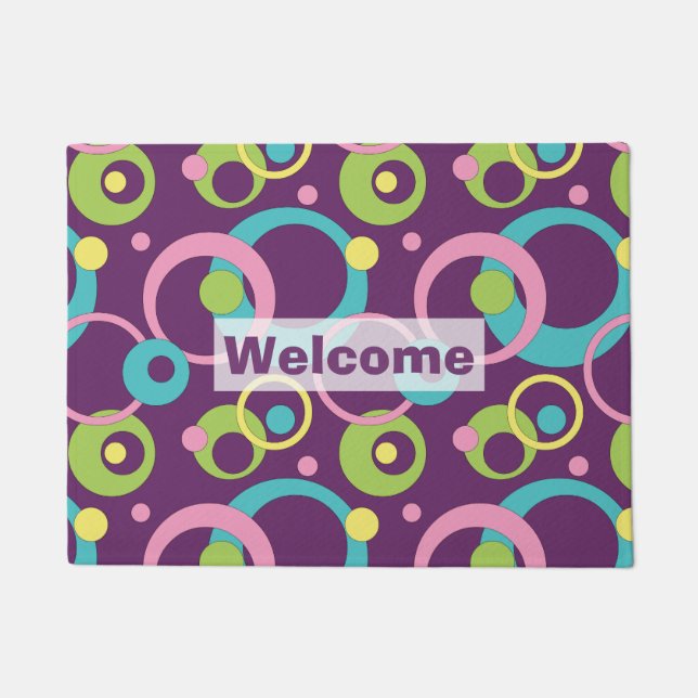 Funky Purple Circles Doormat (Front)