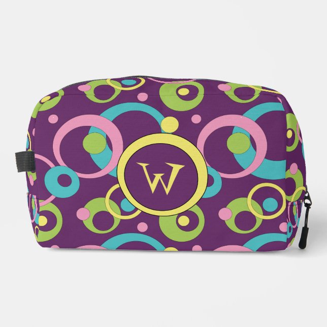 Funky Purple Circles Dopp Kit (Front)