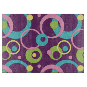 Funky Purple Circles Glass Cutting Board
