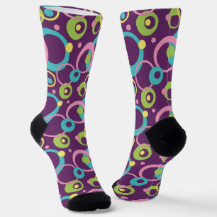 Funky Purple Circles Houndstooth Socks