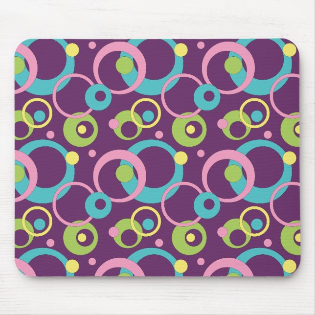 Funky Purple Circles Mousepad (Front)