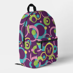 Funky Purple Circles Printed Backpack