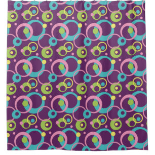 Funky Purple Circles Shower Curtain