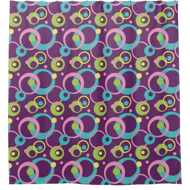 Funky Purple Circles Shower Curtain (Front)