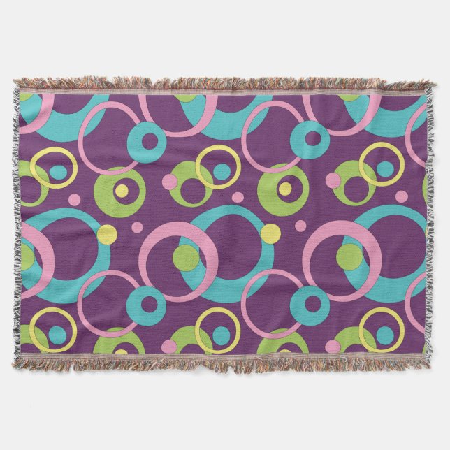 Funky Purple Circles Throw Blanket (Front)
