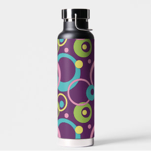 Funky Purple Circles Water Bottle