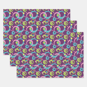 Funky Purple Circles Wrapping Paper Set