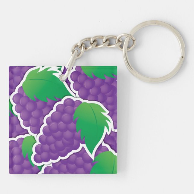 Funky purple grapes keychain (Back)