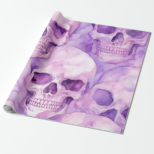 Funky Purple Sculls Halloween Wrapping Paper