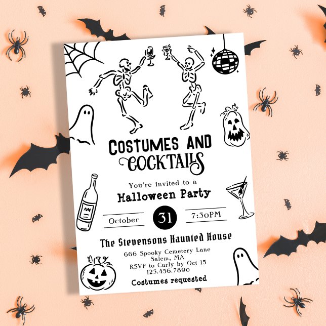 Funky Quirky Whimsical Hand Drawn Halloween Party Invitation (Creator Uploaded)