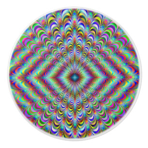 Funky Rainbow Fronds Fractal Drawer Knob