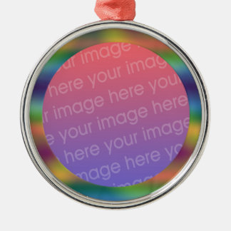 funky rainbow gradient photo frame metal ornament