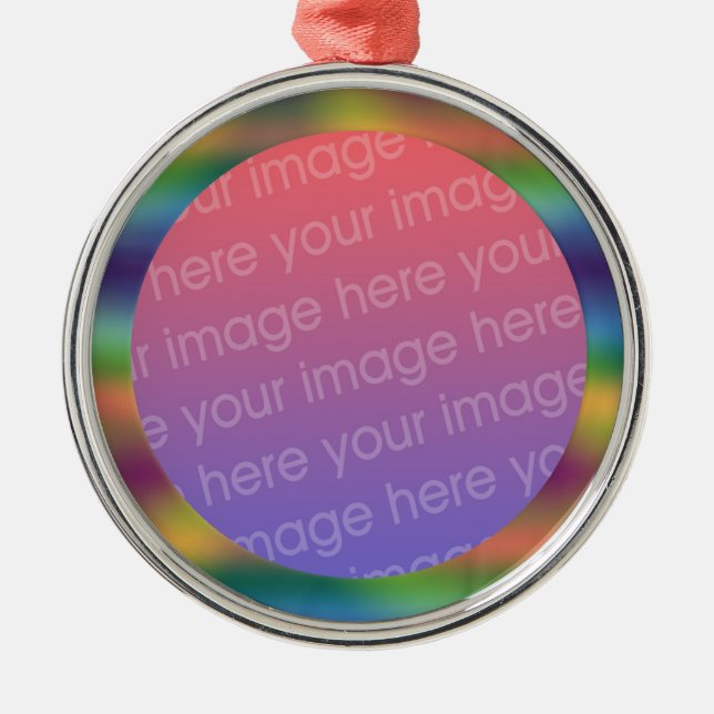 funky rainbow gradient photo frame metal ornament (Front)