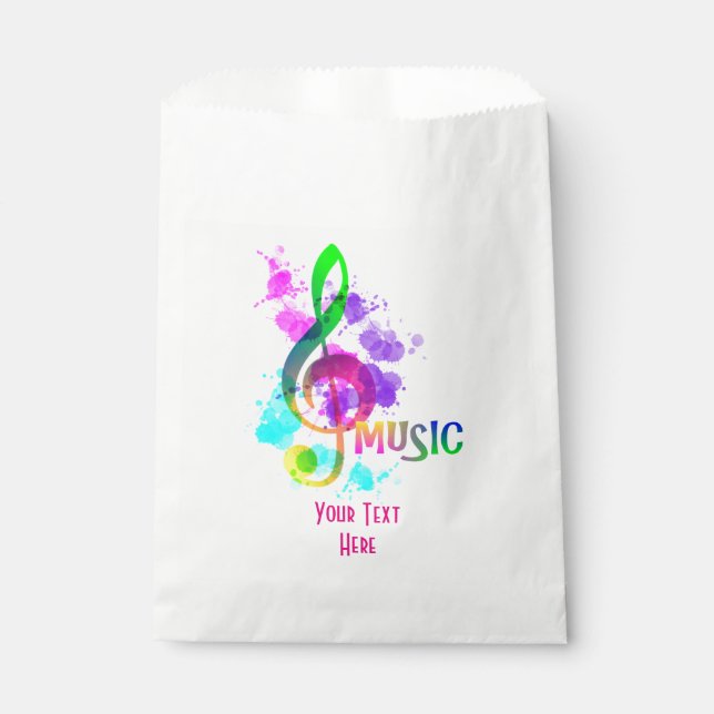 Funky Rainbow Music Note Themed Personalized Favour Bag (Front)