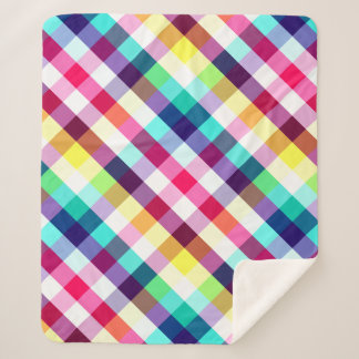 Funky Rainbow Plaid Motif Moyen Sherpa Blanket