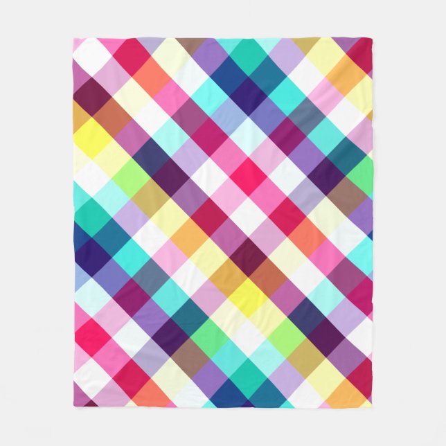 Funky Rainbow Plaid Pattern Medium Fleece Blanket (Front)
